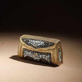 Multicolor Handmade Vintage Metal & Mosaic Stone Clutch / Sling Bag