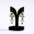 Multicolor Handpainted & Bead Work Jute Earrings 