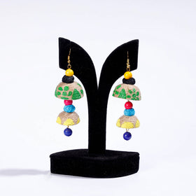 Multicolor Handpainted & Bead Work Jute Earrings 