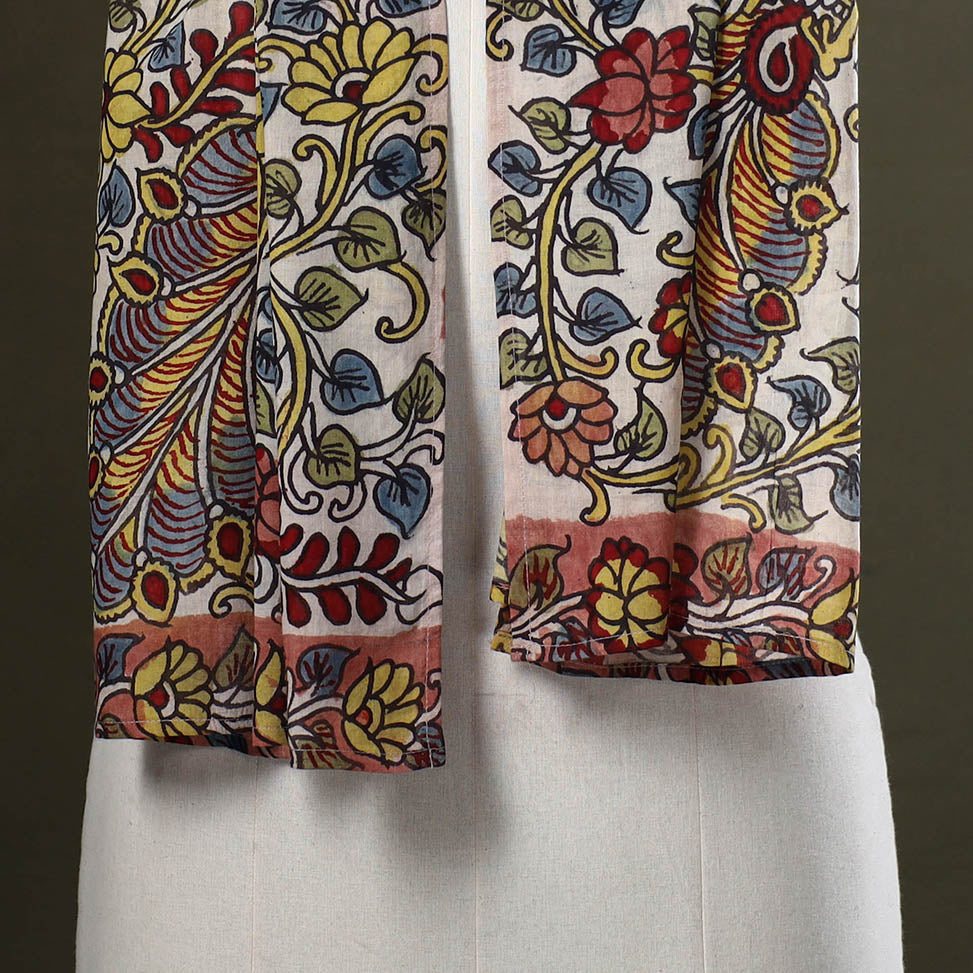 Multicolor Handpainted Cotton Kalamkari Stole