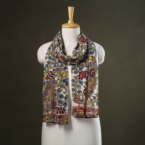 Multicolor Handpainted Cotton Kalamkari Stole