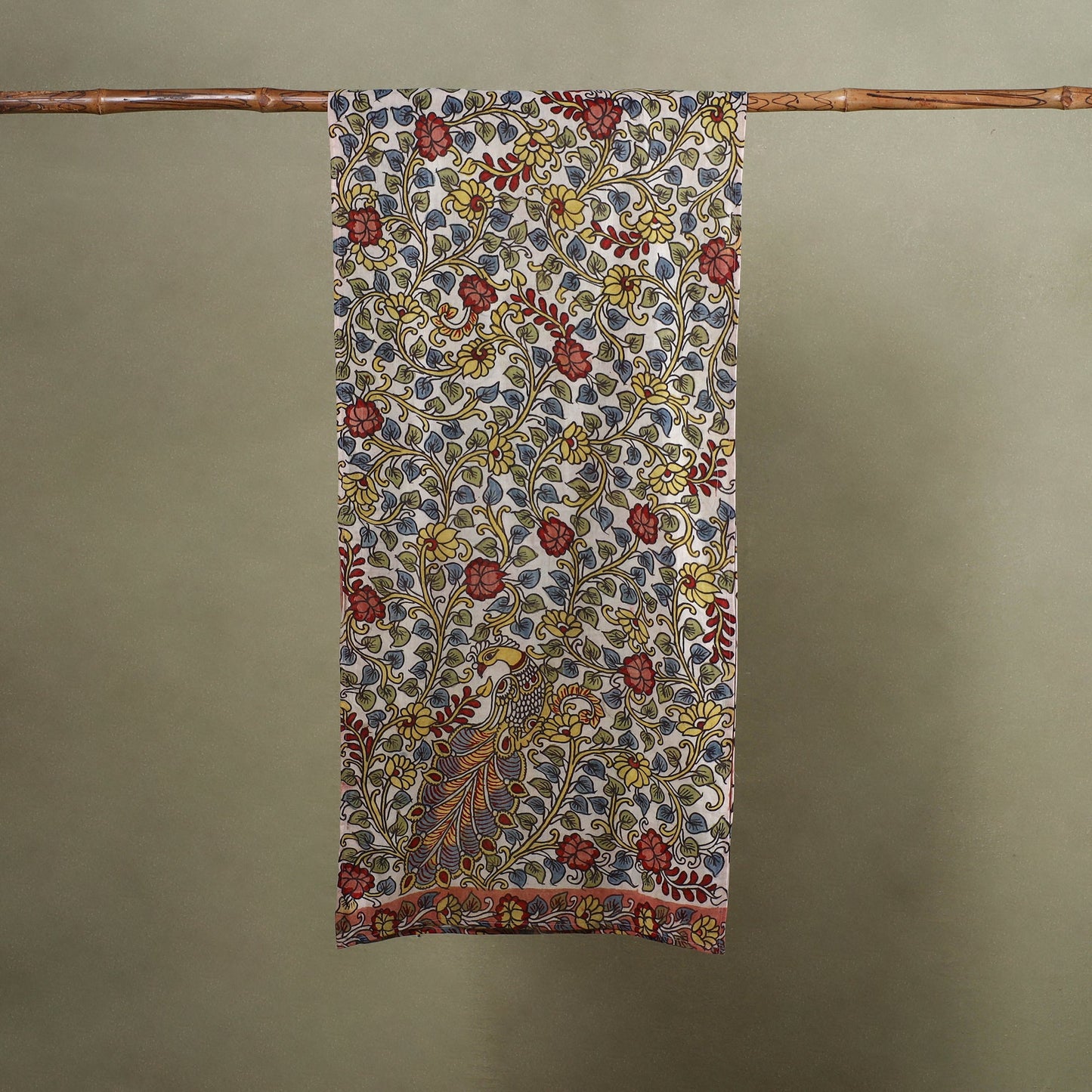 Multicolor Handpainted Cotton Kalamkari Stole