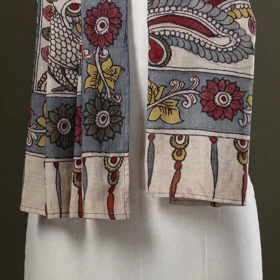 Multicolor Handpainted Cotton Kalamkari Stole