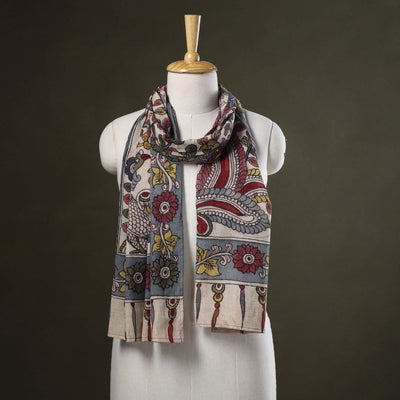 Multicolor Handpainted Cotton Kalamkari Stole