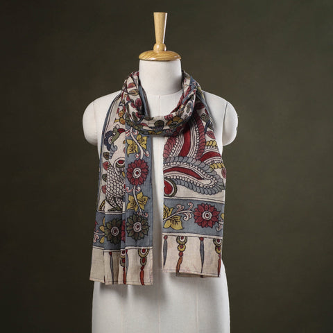 Multicolor Handpainted Cotton Kalamkari Stole