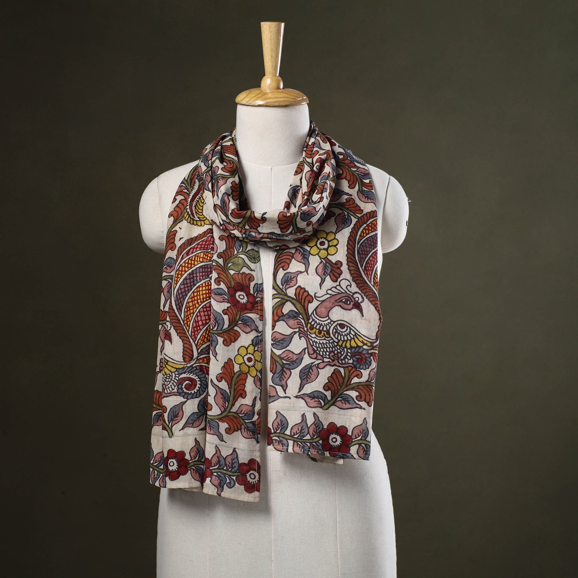 Multicolor - handpainted cotton kalamkari stole 07