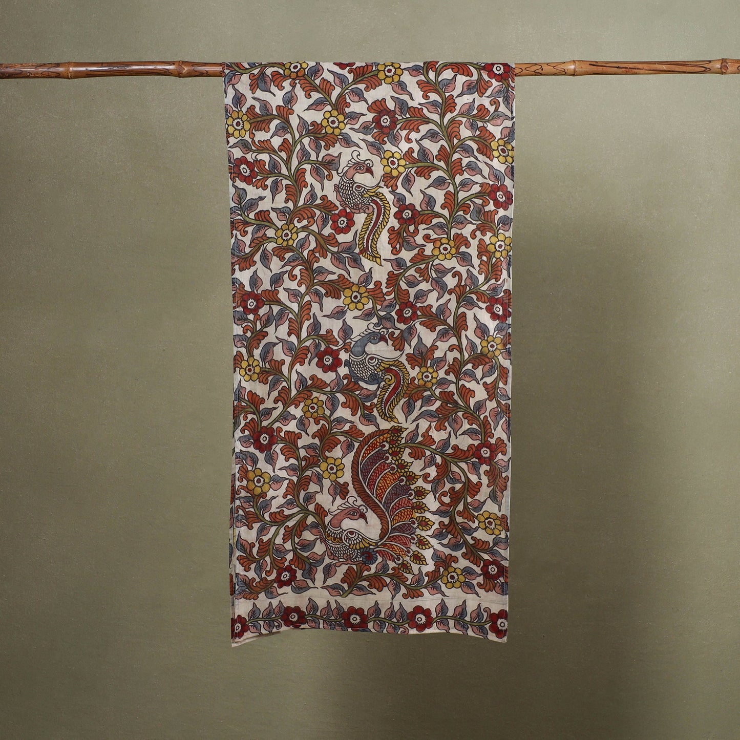 Multicolor - handpainted cotton kalamkari stole 07