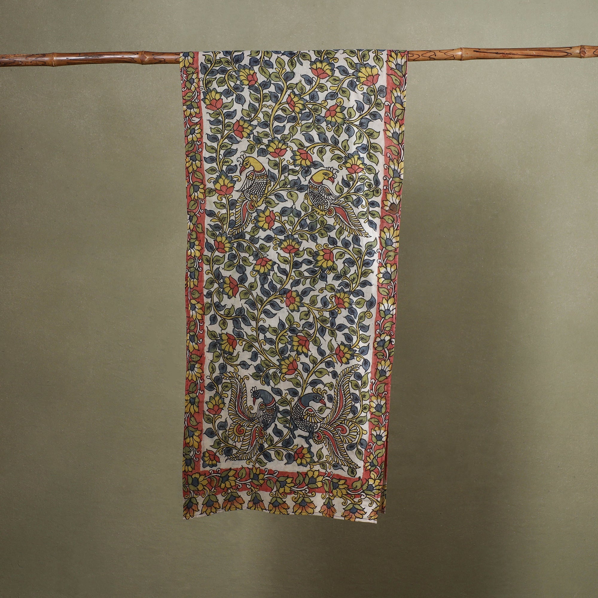Multicolor Handpainted Cotton Kalamkari Stole