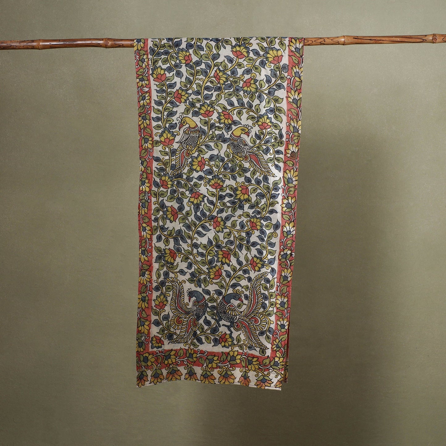 Multicolor Handpainted Cotton Kalamkari Stole