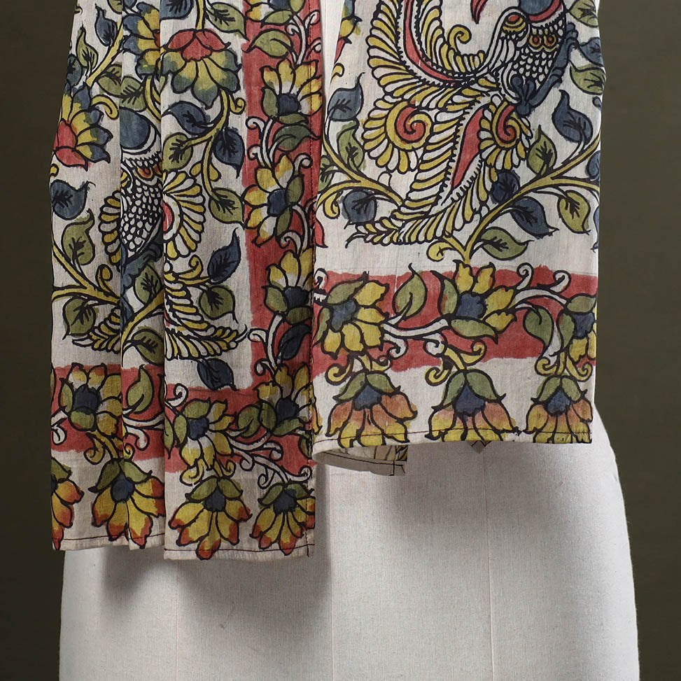 Multicolor Handpainted Cotton Kalamkari Stole