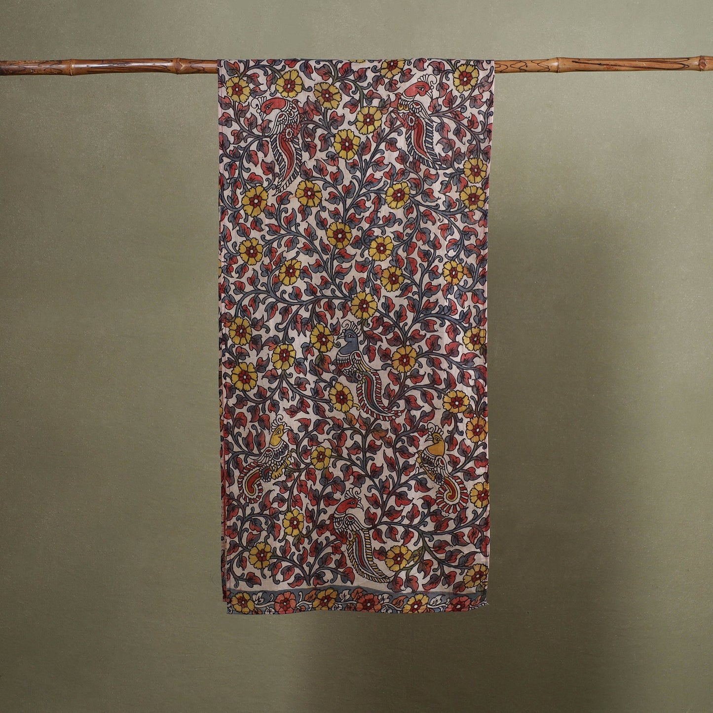 Multicolor Handpainted Cotton Kalamkari Stole