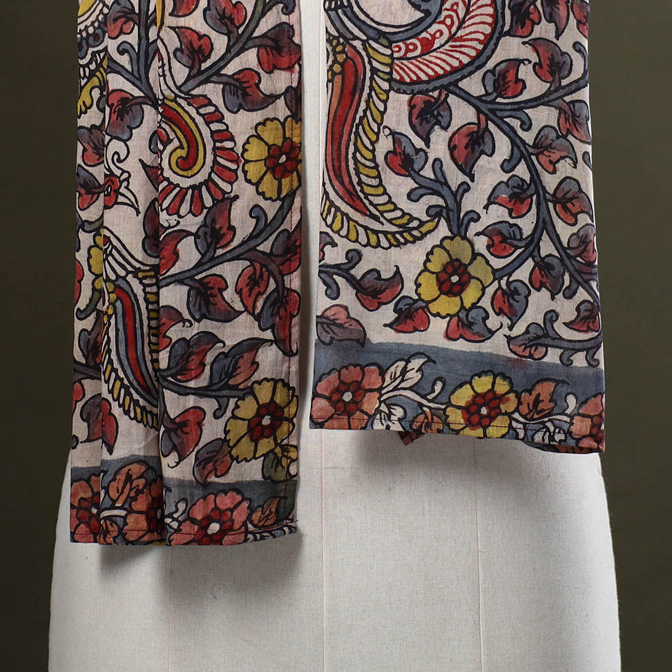 Multicolor Handpainted Cotton Kalamkari Stole