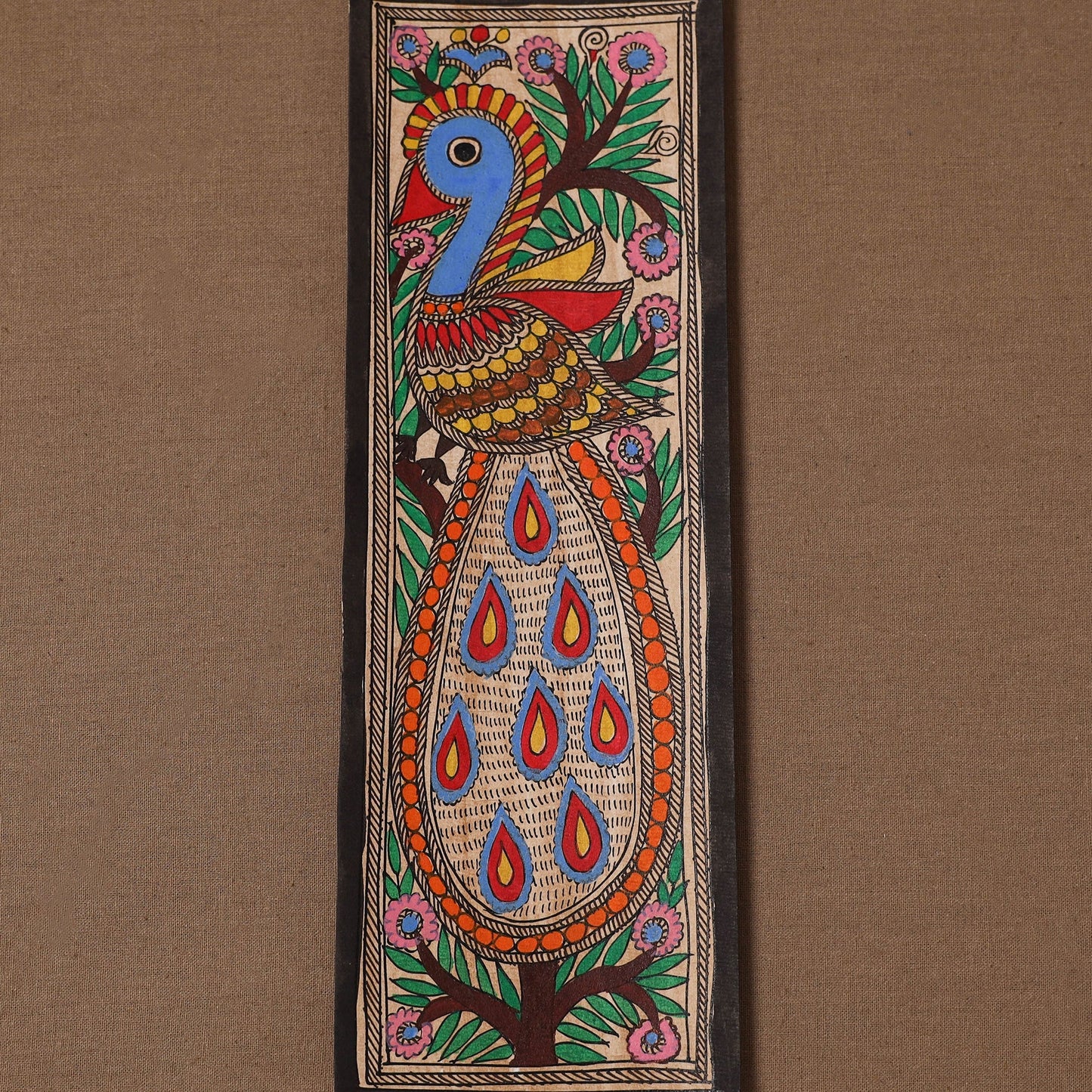 Handpainted madhubani painting by hira devi (11 x 3 in) 61