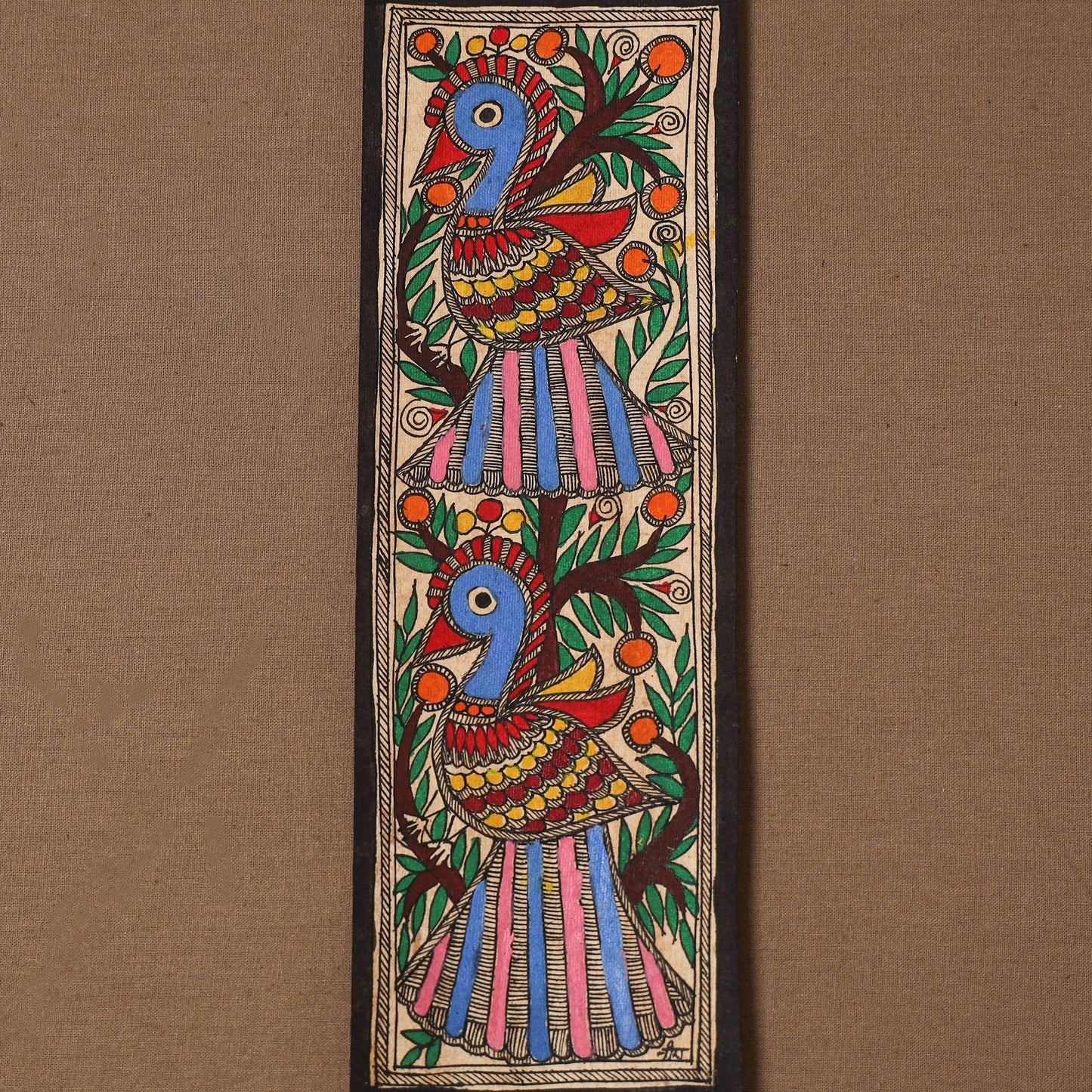 Handpainted madhubani painting by hira devi (11 x 3 in) 63