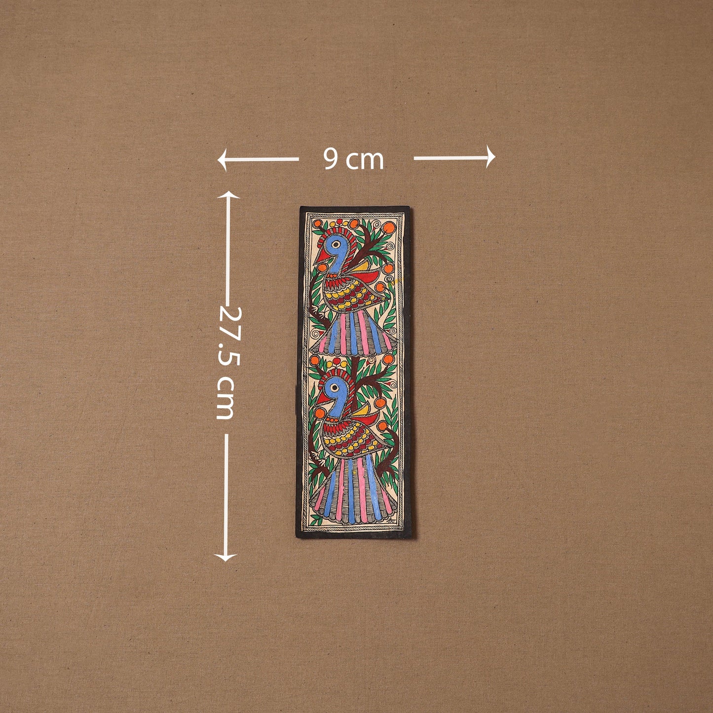 Handpainted madhubani painting by hira devi (11 x 3 in) 63