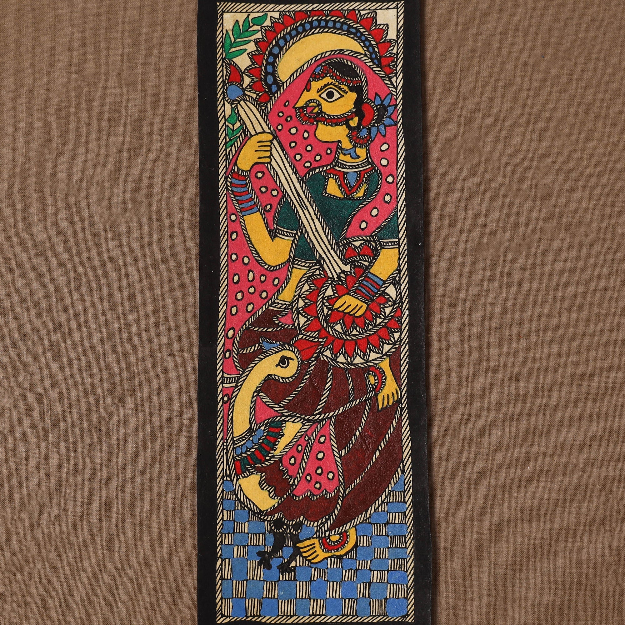 Handpainted madhubani painting by hira devi (11 x 3 in) 64