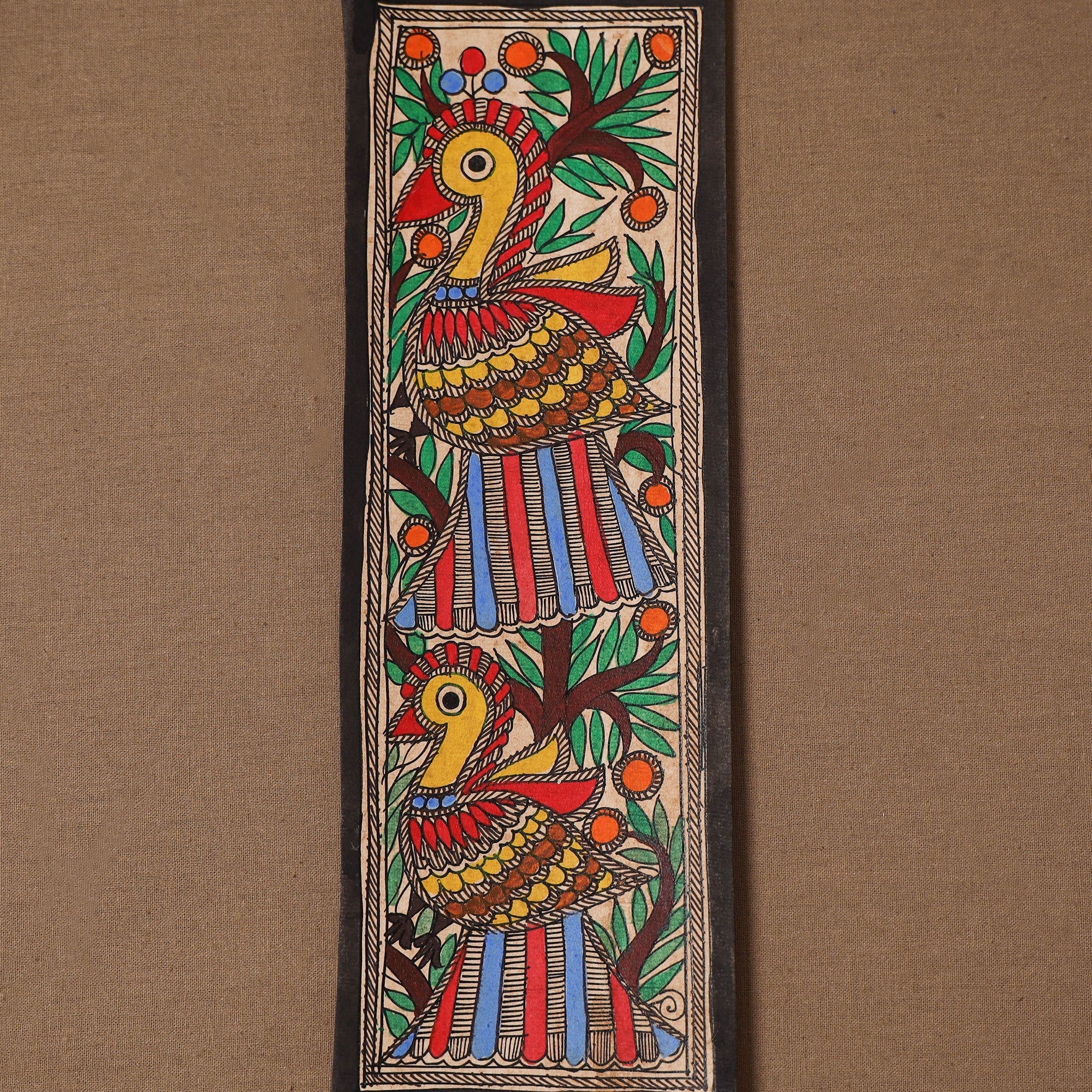 Handpainted madhubani painting by hira devi (11 x 3 in) 65