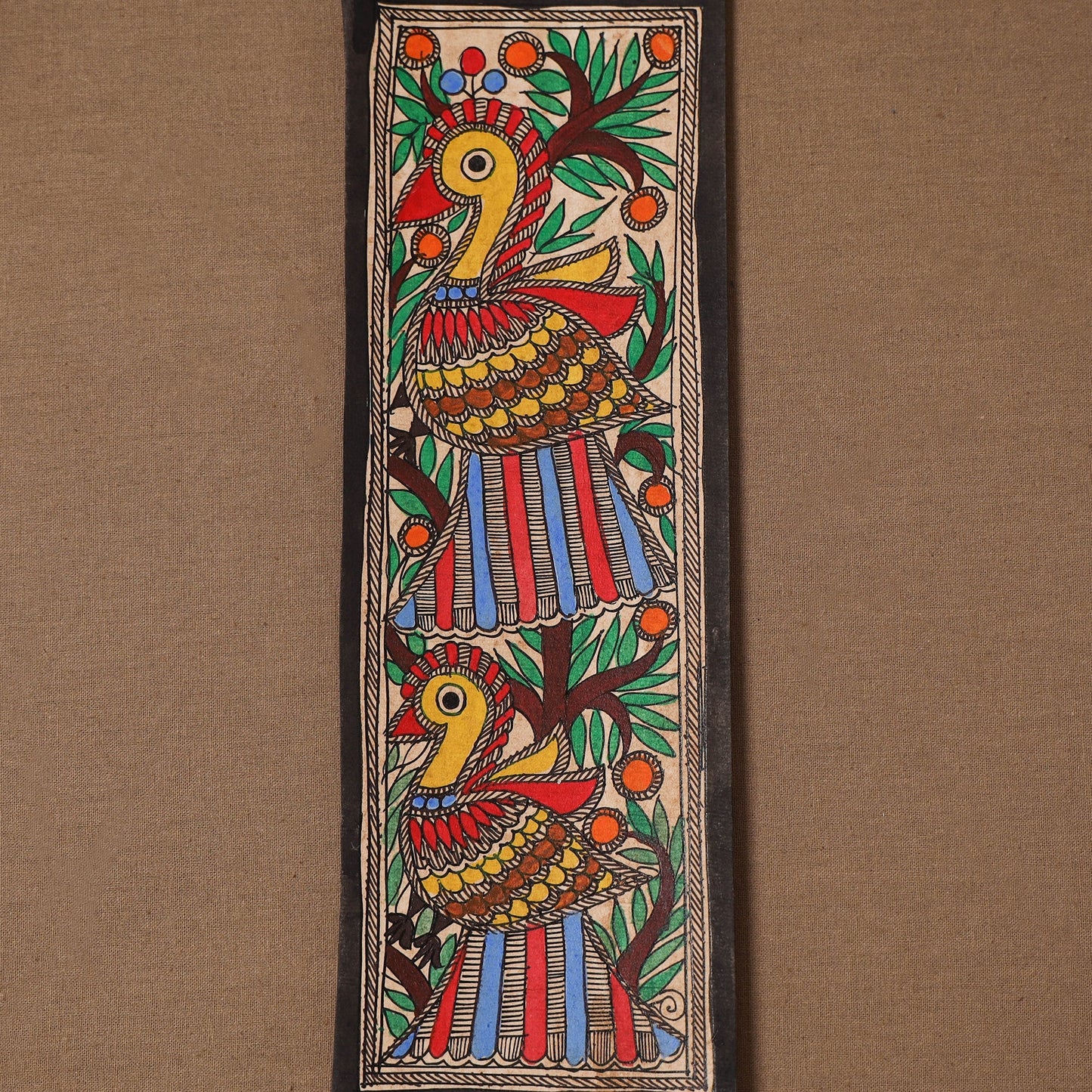 Handpainted madhubani painting by hira devi (11 x 3 in) 65