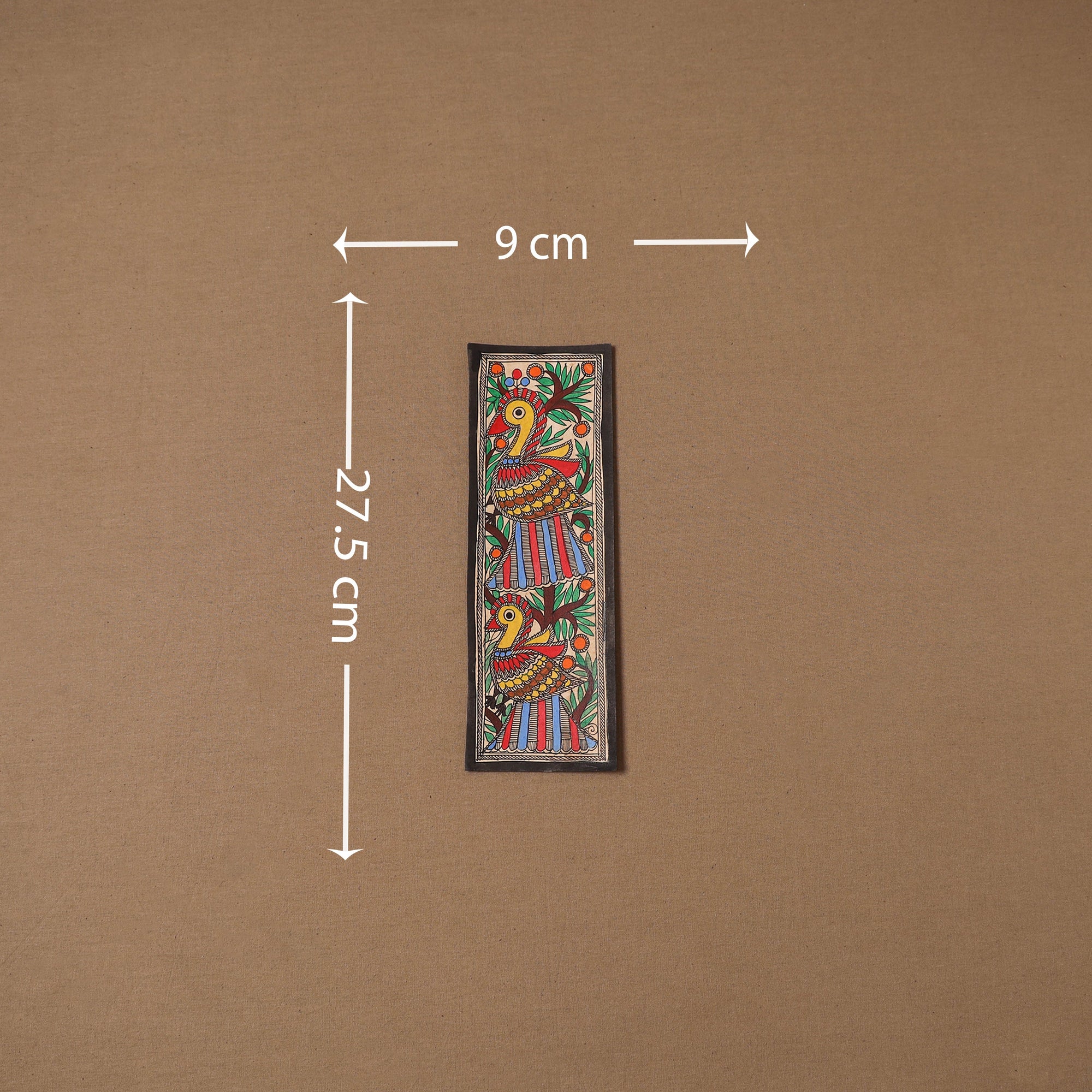 Handpainted madhubani painting by hira devi (11 x 3 in) 65