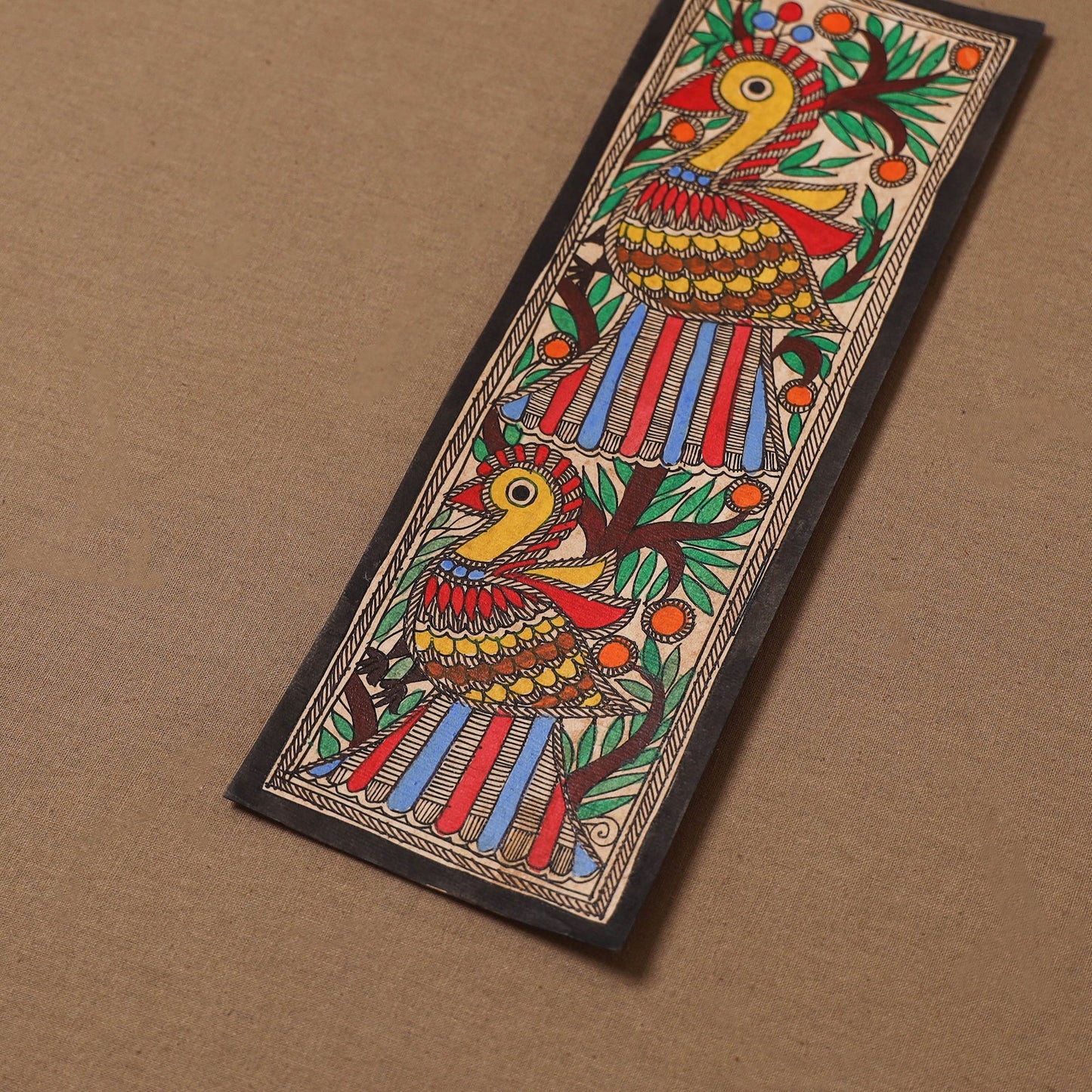 Handpainted madhubani painting by hira devi (11 x 3 in) 65