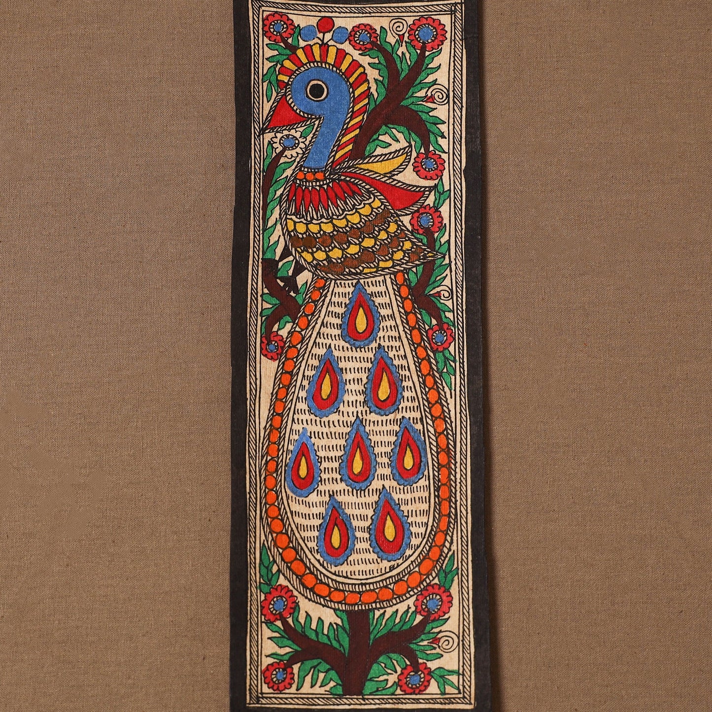 Handpainted madhubani painting by hira devi (11 x 3 in) 67