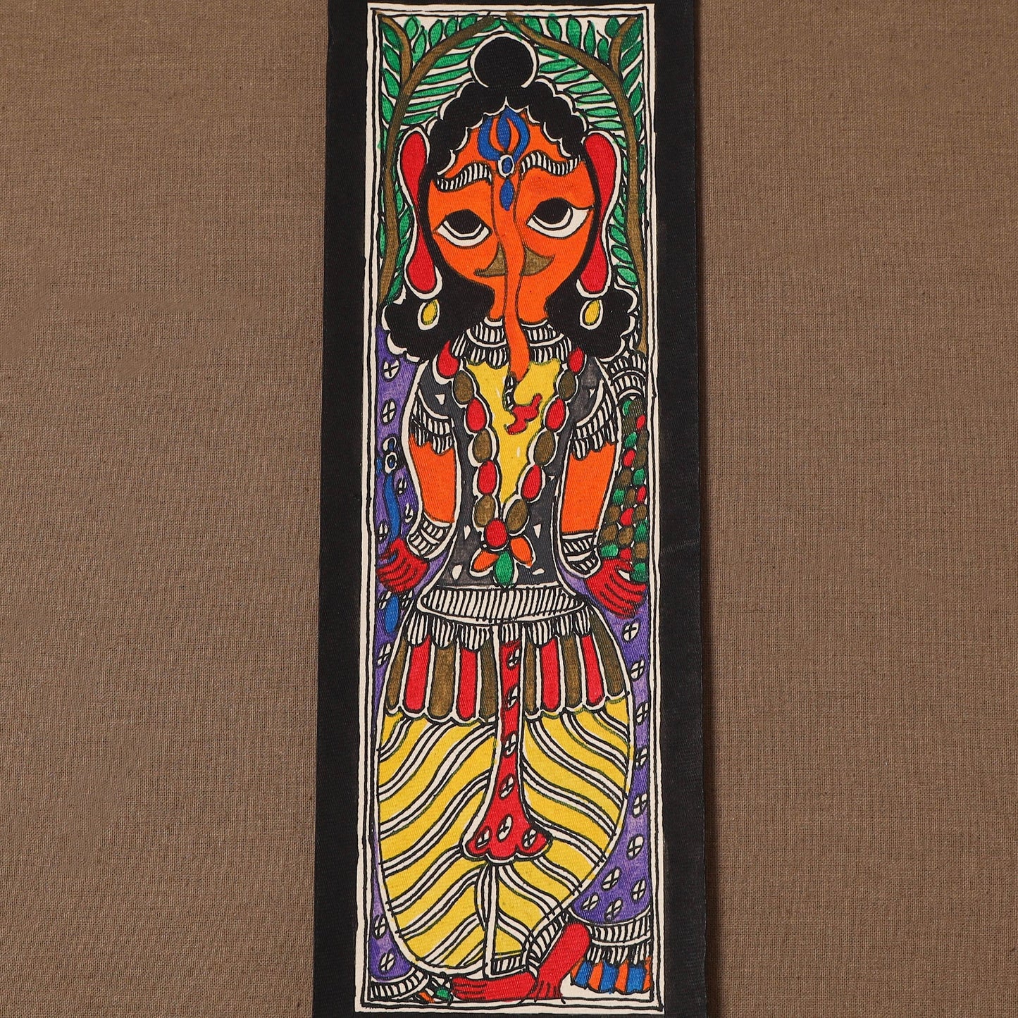 Handpainted madhubani painting by hira devi (11 x 3 in) 68