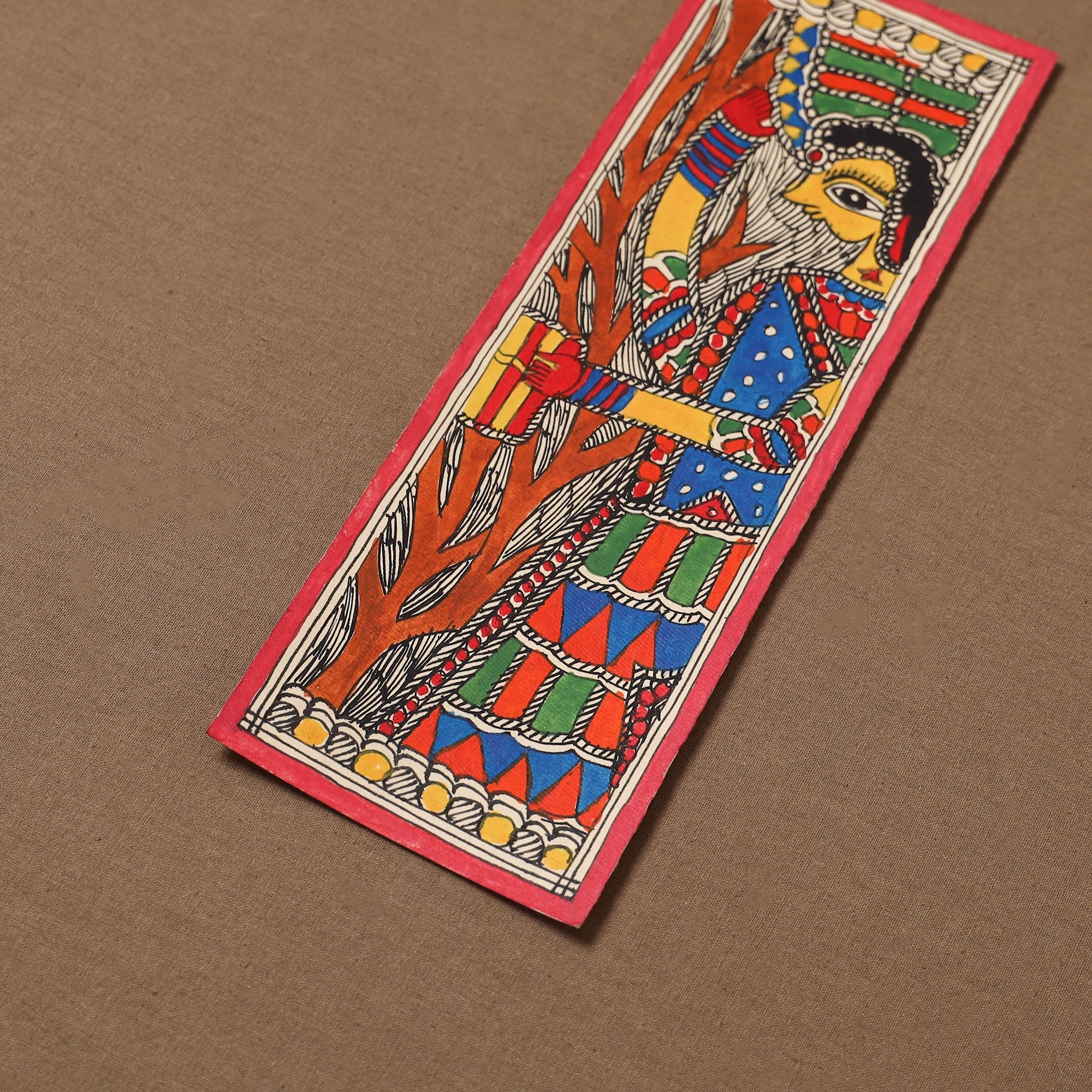 Handpainted madhubani painting by hira devi (11 x 3 in) 69