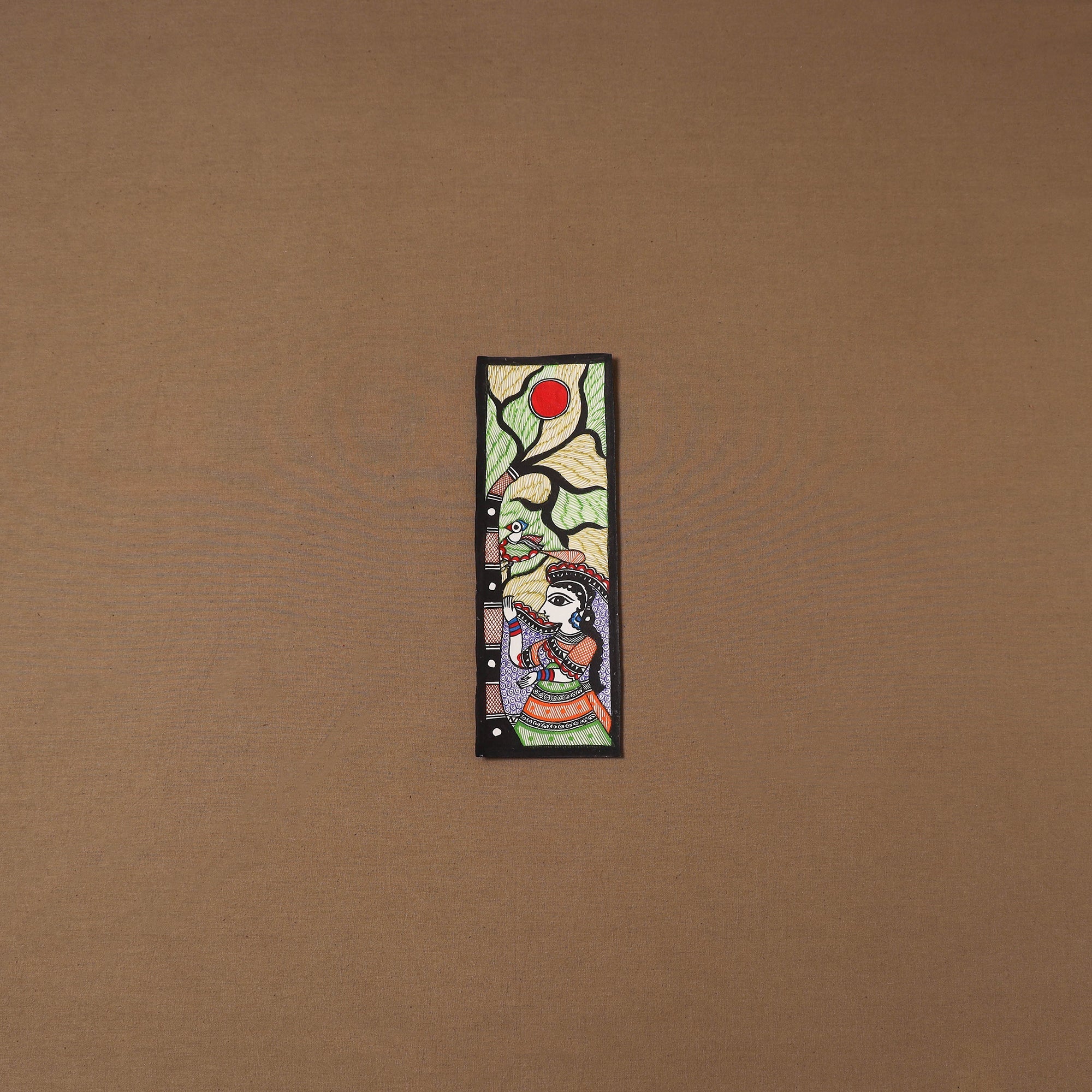 Handpainted madhubani painting by hira devi (11 x 3 in) 74