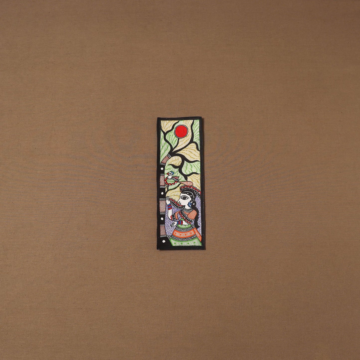 Handpainted madhubani painting by hira devi (11 x 3 in) 74