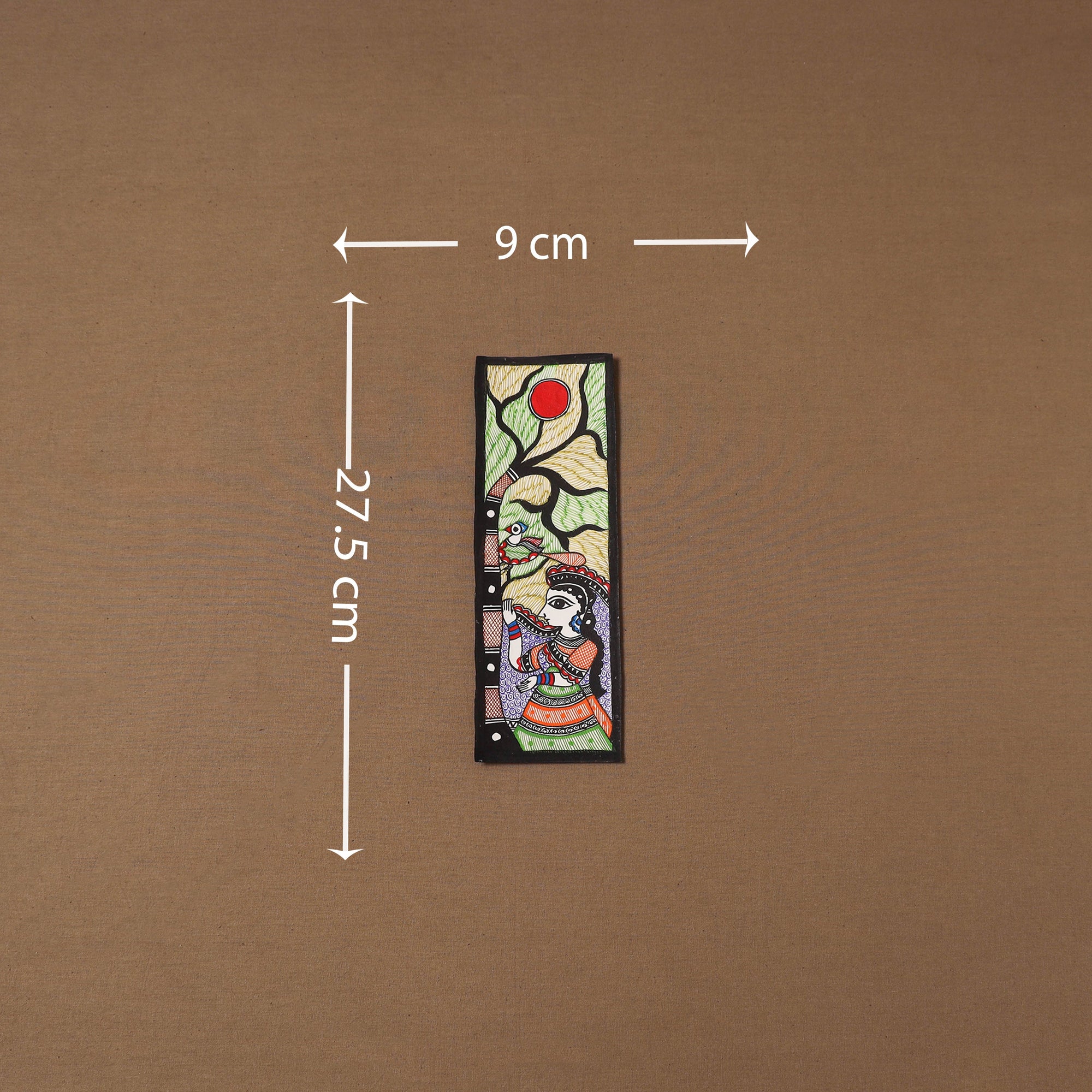 Handpainted madhubani painting by hira devi (11 x 3 in) 74