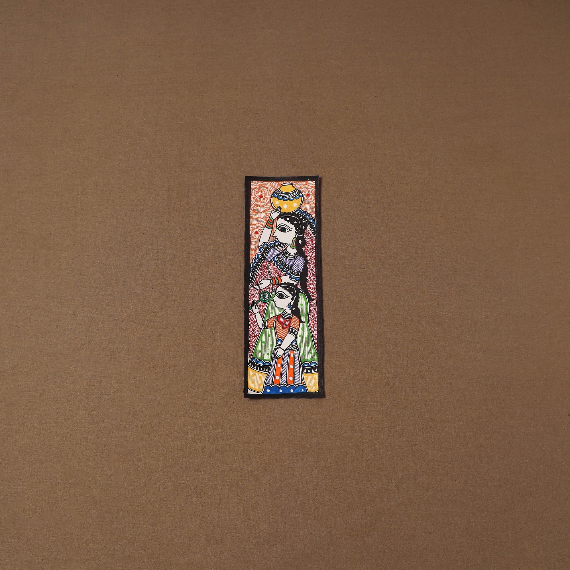 Handpainted madhubani painting by hira devi (11 x 3 in) 75