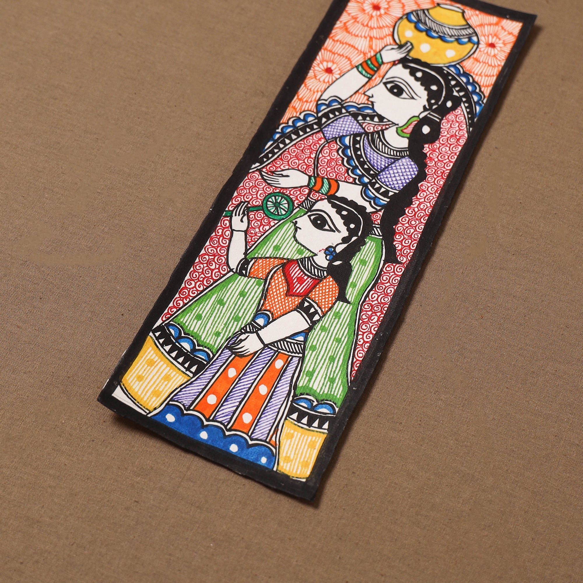 Handpainted madhubani painting by hira devi (11 x 3 in) 75