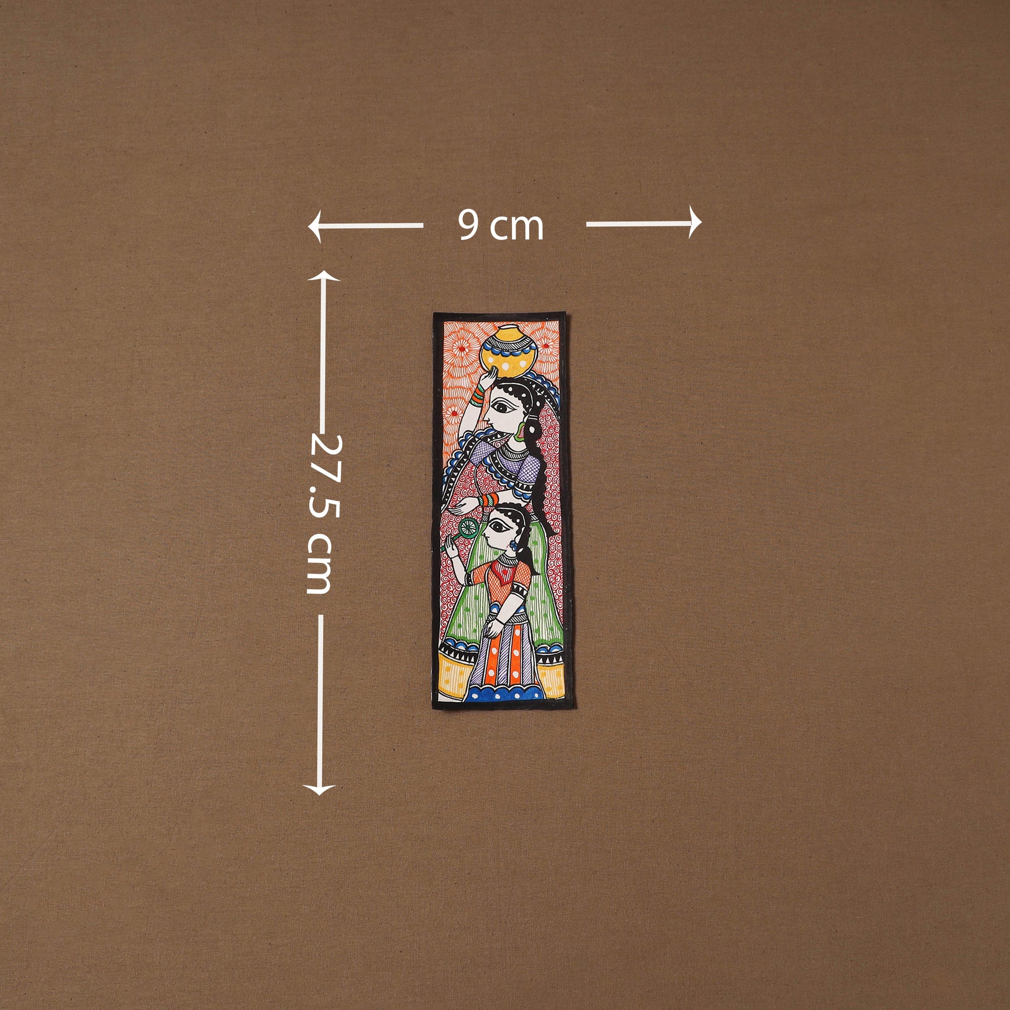 Handpainted madhubani painting by hira devi (11 x 3 in) 75