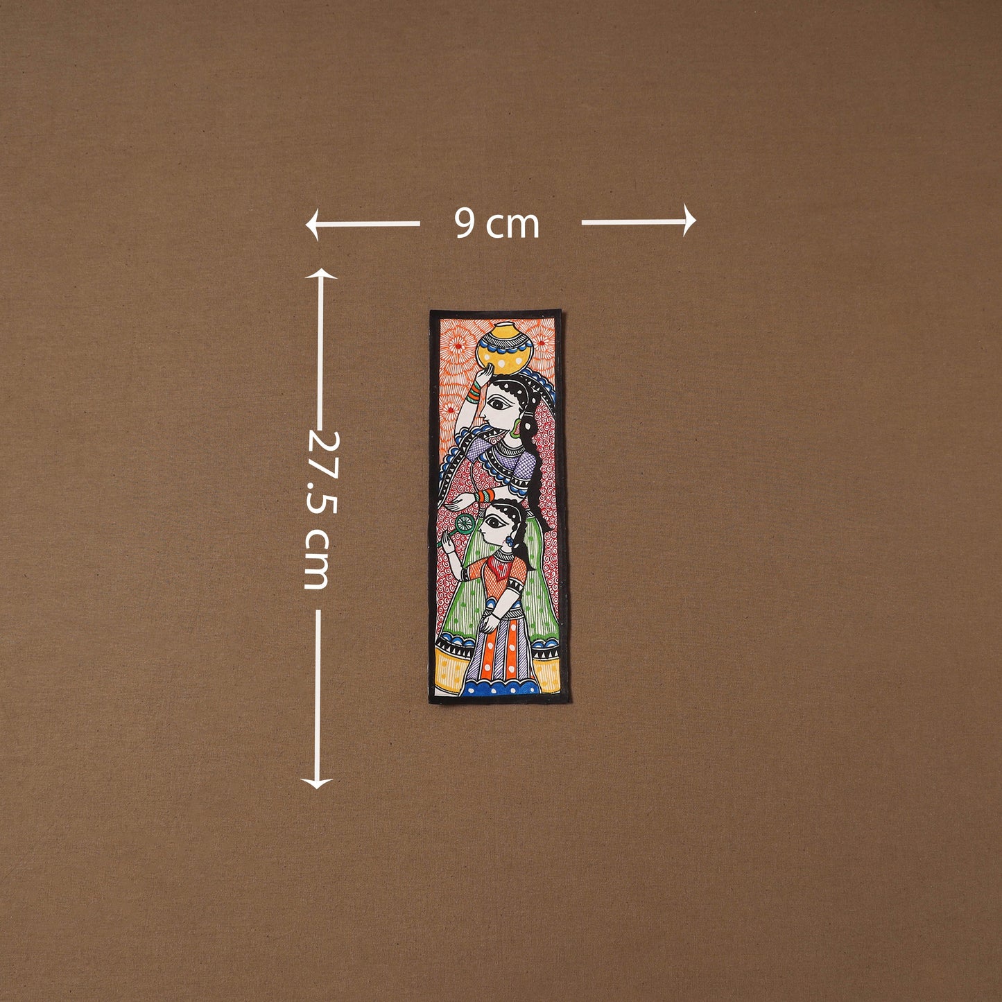 Handpainted madhubani painting by hira devi (11 x 3 in) 75