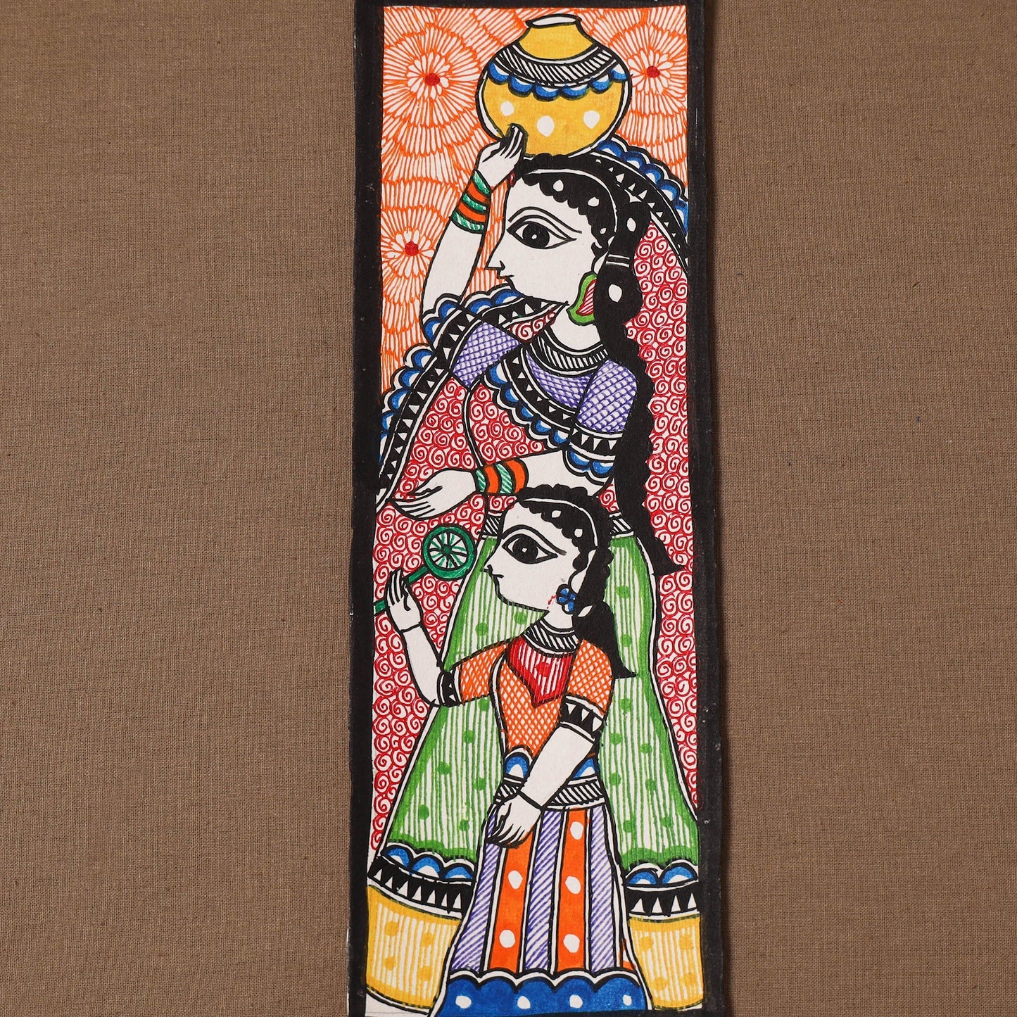 Handpainted madhubani painting by hira devi (11 x 3 in) 75