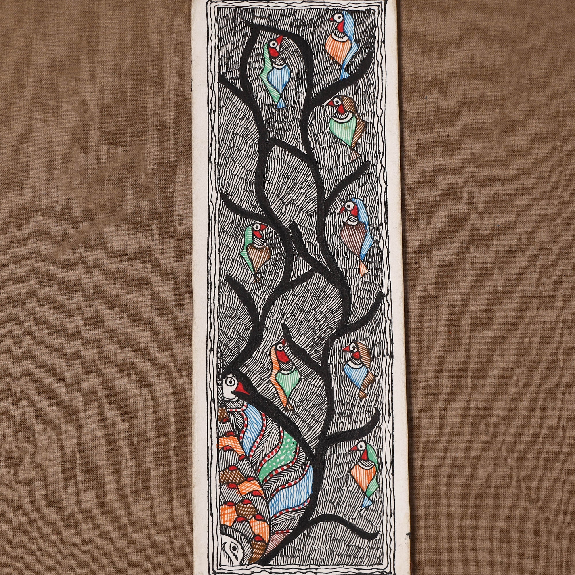 Handpainted madhubani painting by hira devi (11 x 3 in) 76