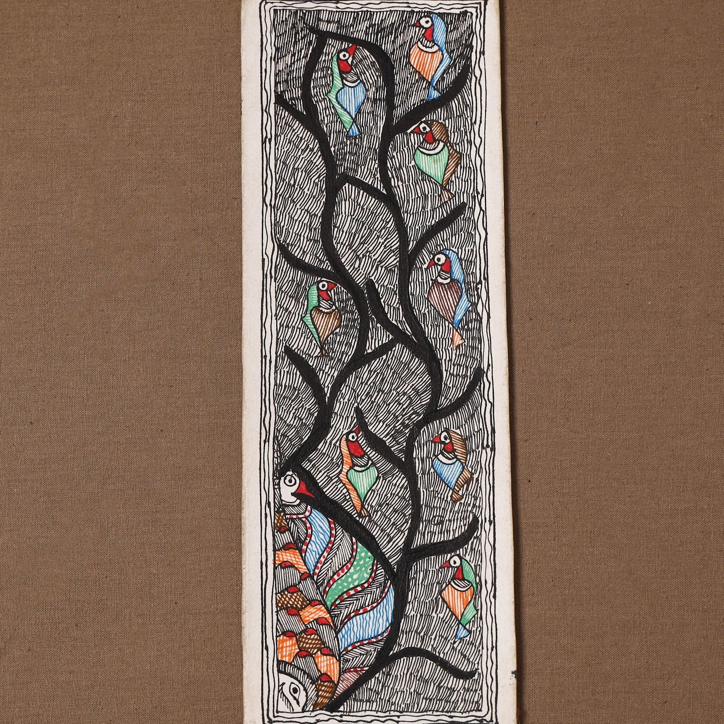 Handpainted madhubani painting by hira devi (11 x 3 in) 76