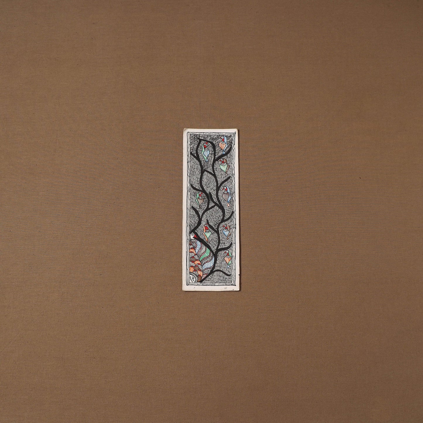 Handpainted madhubani painting by hira devi (11 x 3 in) 76