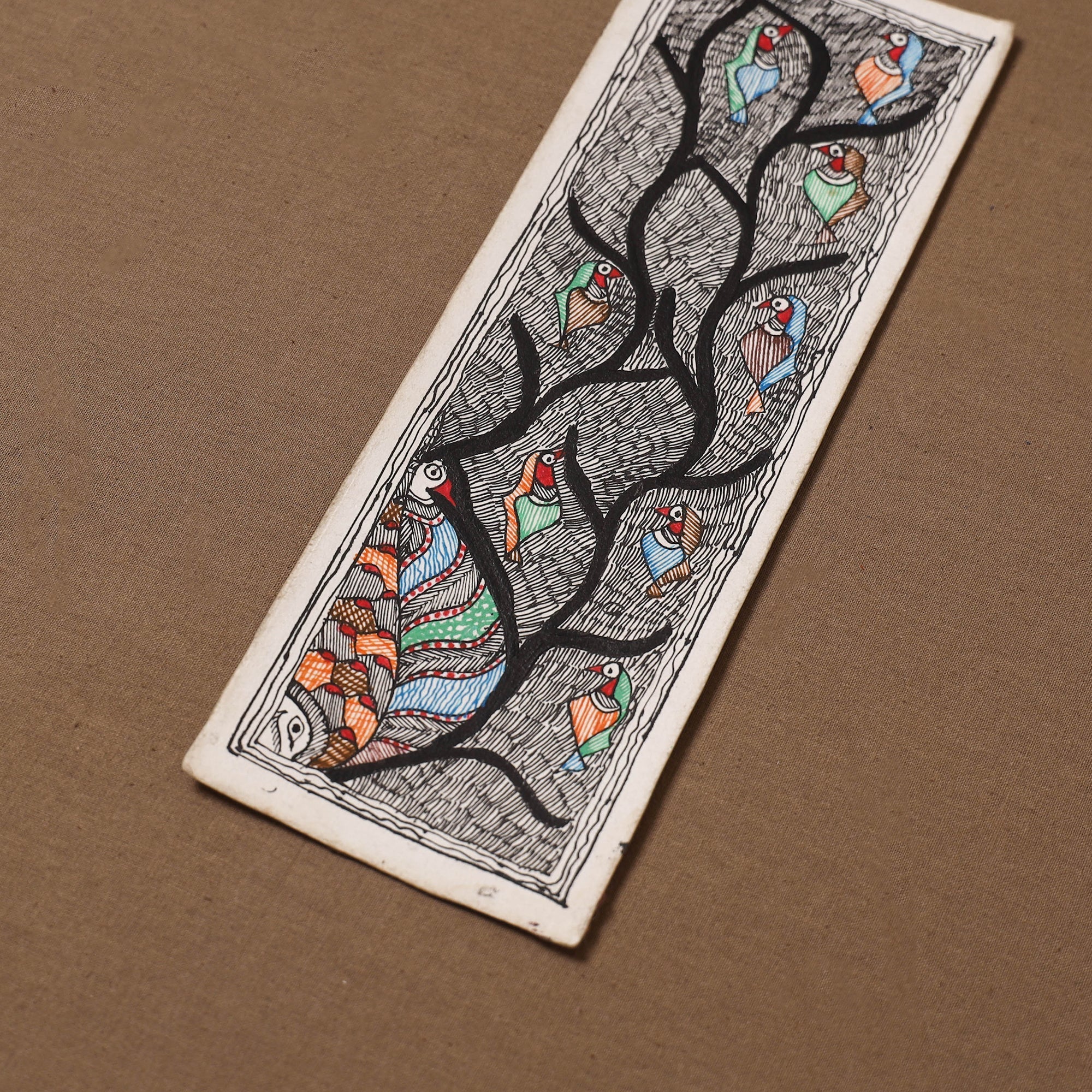 Handpainted madhubani painting by hira devi (11 x 3 in) 76