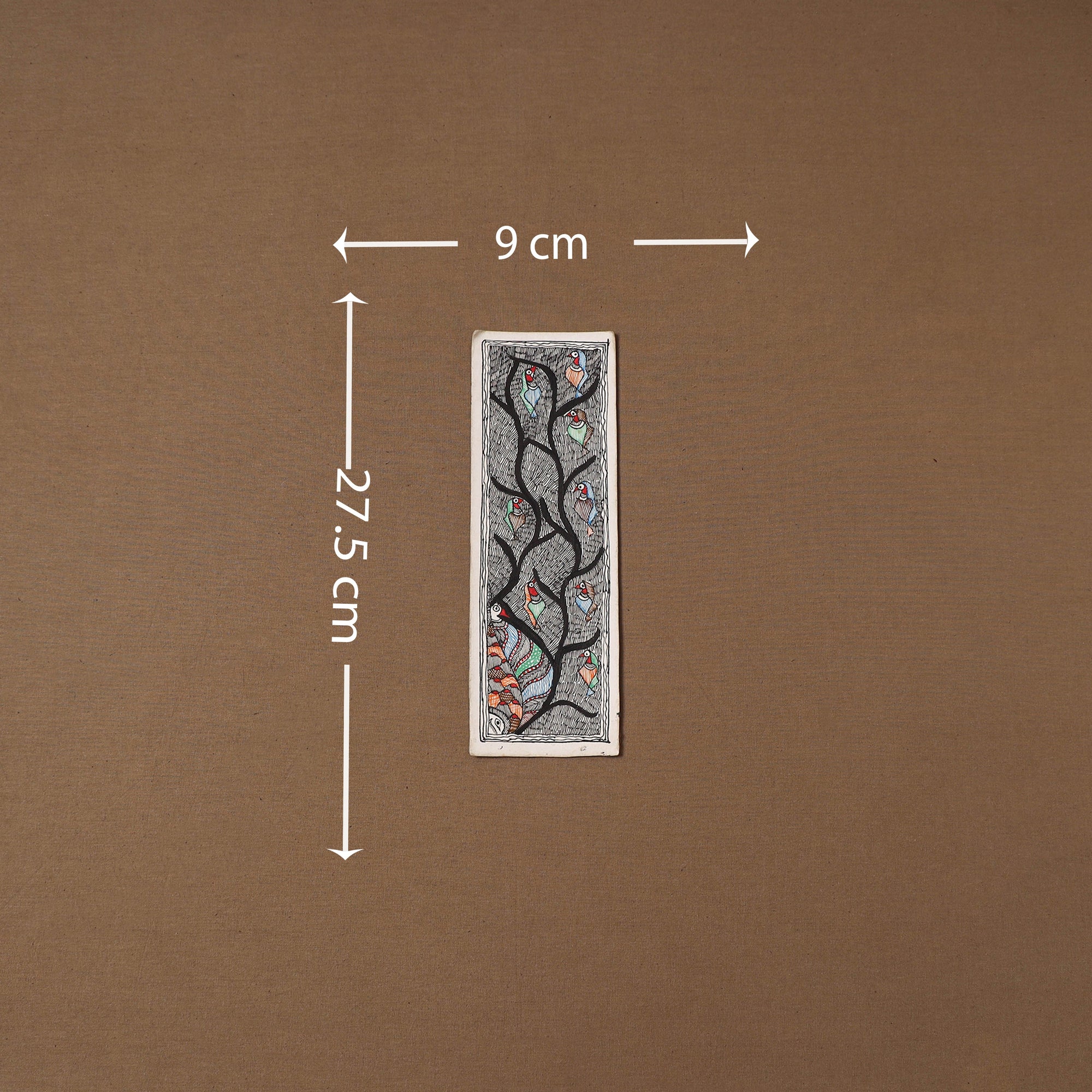 Handpainted madhubani painting by hira devi (11 x 3 in) 76