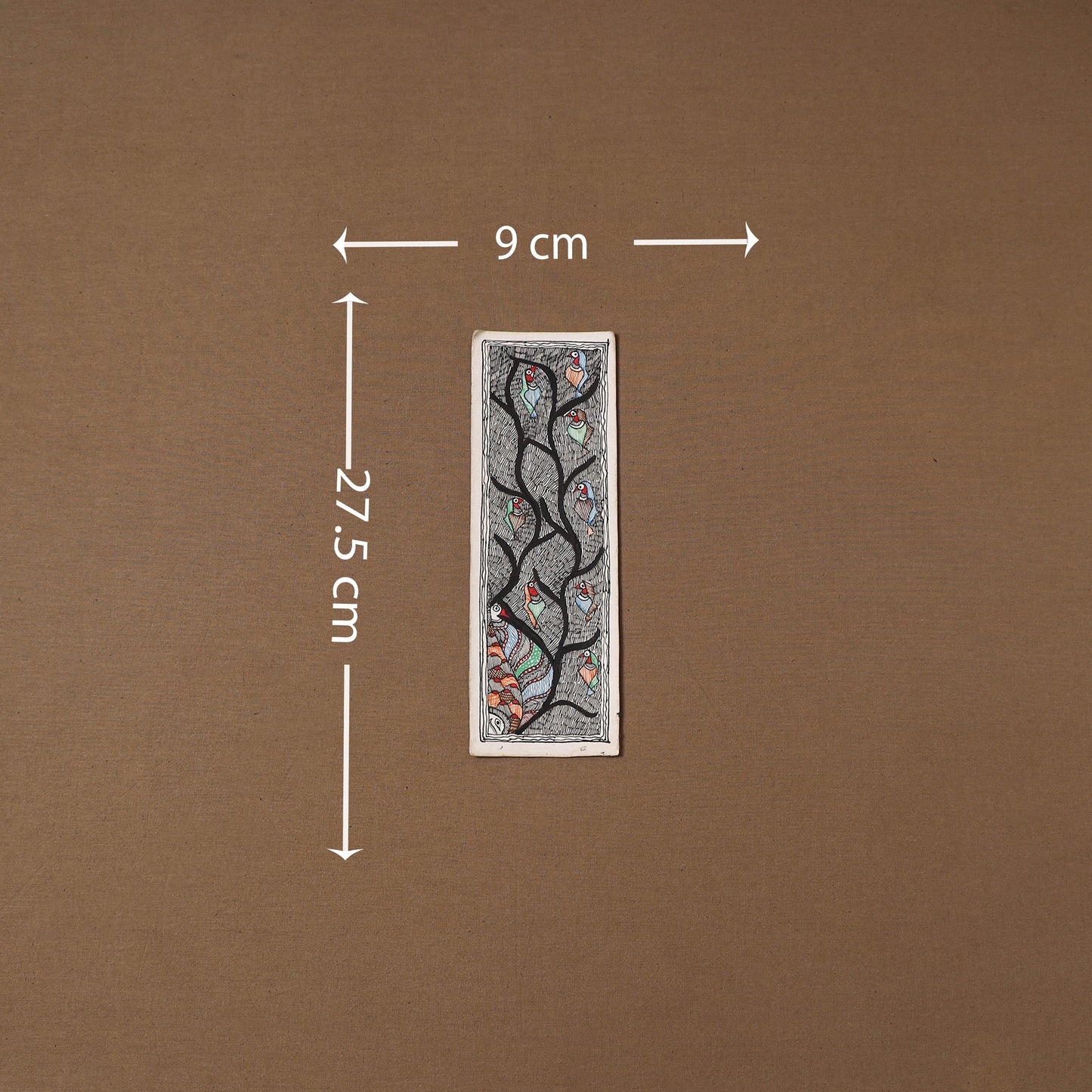 Handpainted madhubani painting by hira devi (11 x 3 in) 76