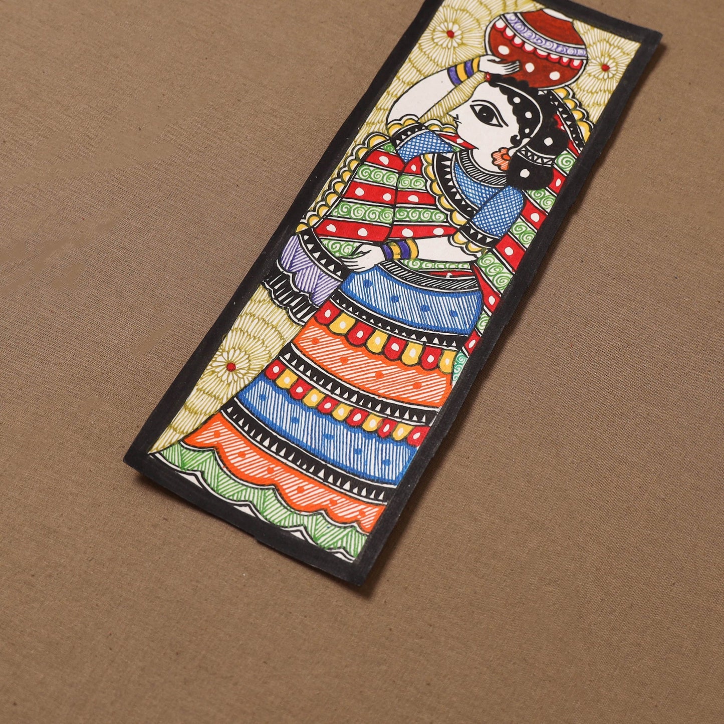 Handpainted madhubani painting by hira devi (11 x 3 in) 78