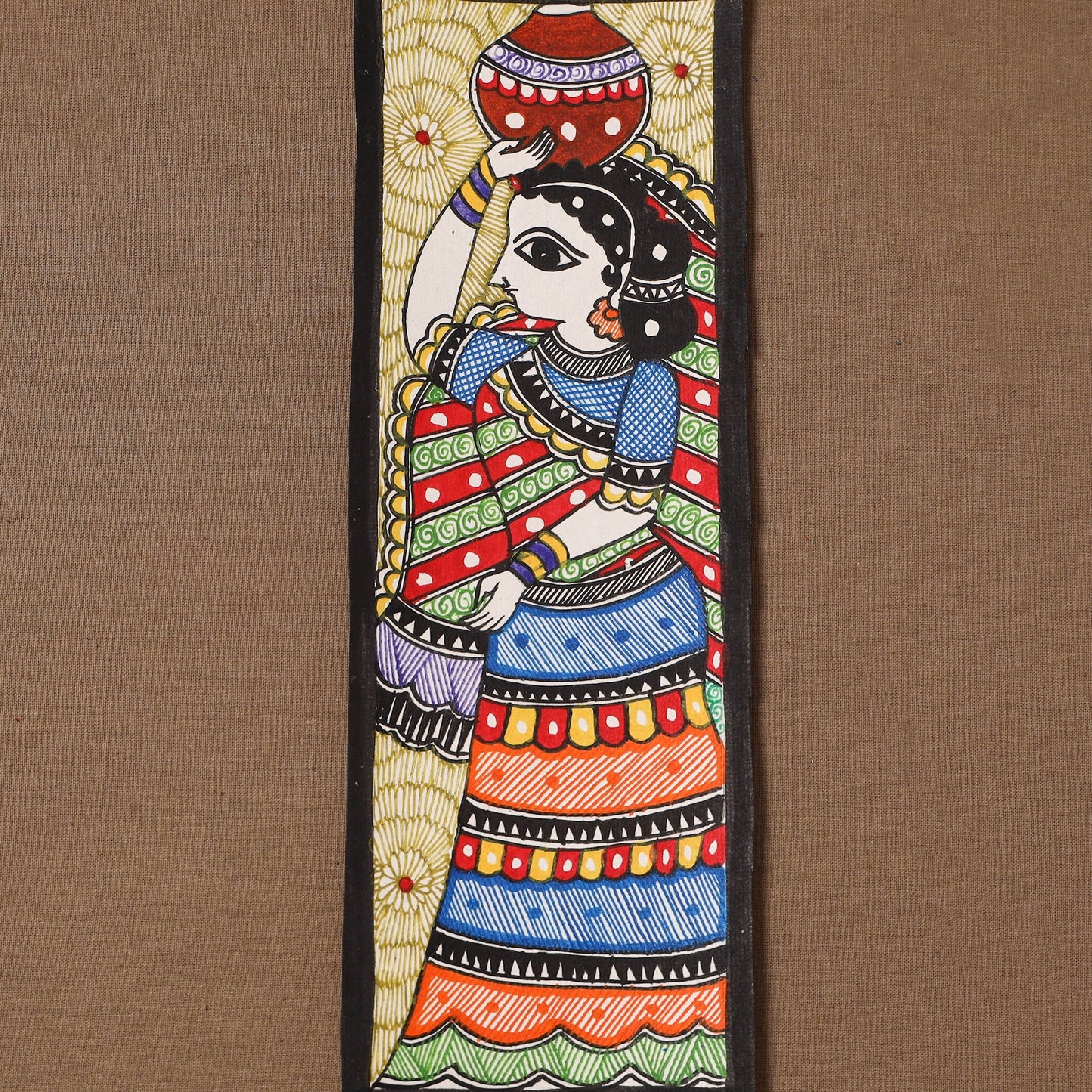 Handpainted madhubani painting by hira devi (11 x 3 in) 78