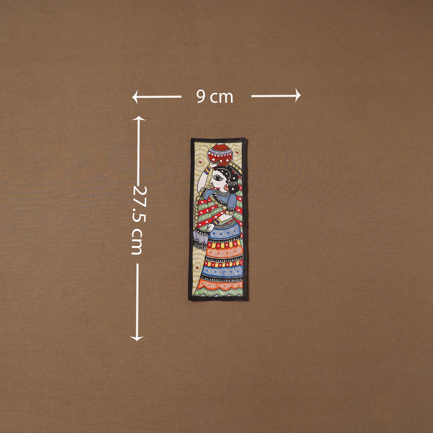 Handpainted madhubani painting by hira devi (11 x 3 in) 78