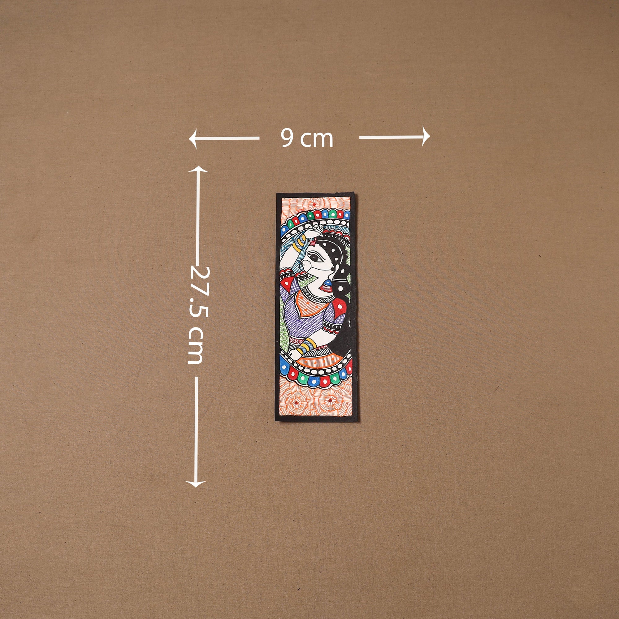 Handpainted madhubani painting by hira devi (11 x 3 in) 82