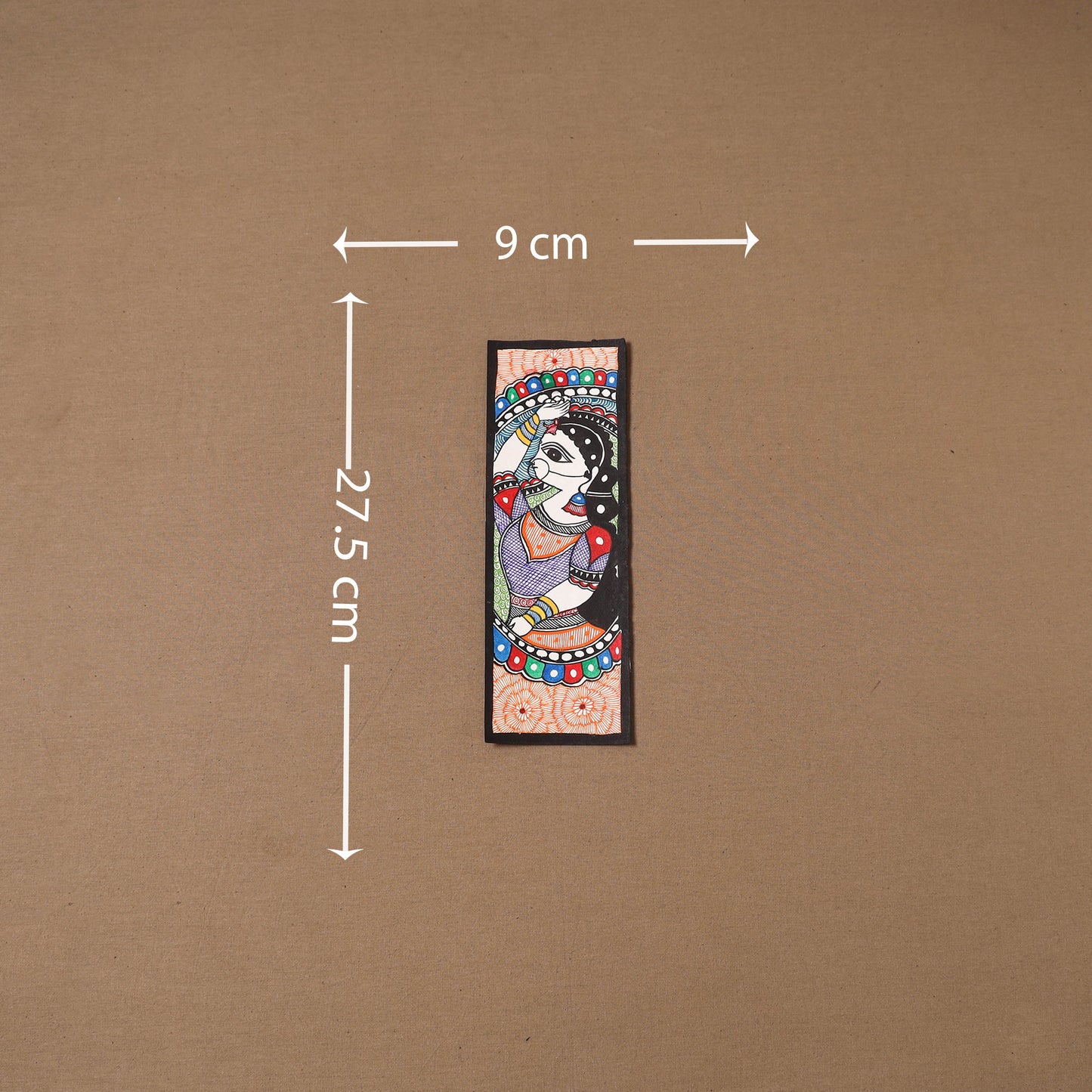 Handpainted madhubani painting by hira devi (11 x 3 in) 82