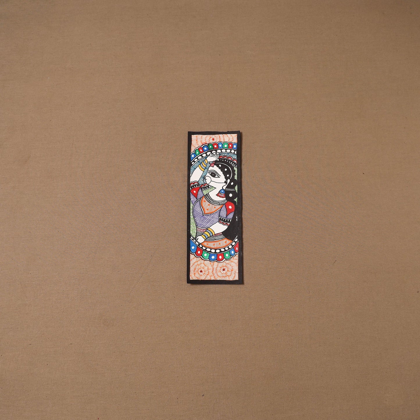 Handpainted madhubani painting by hira devi (11 x 3 in) 82