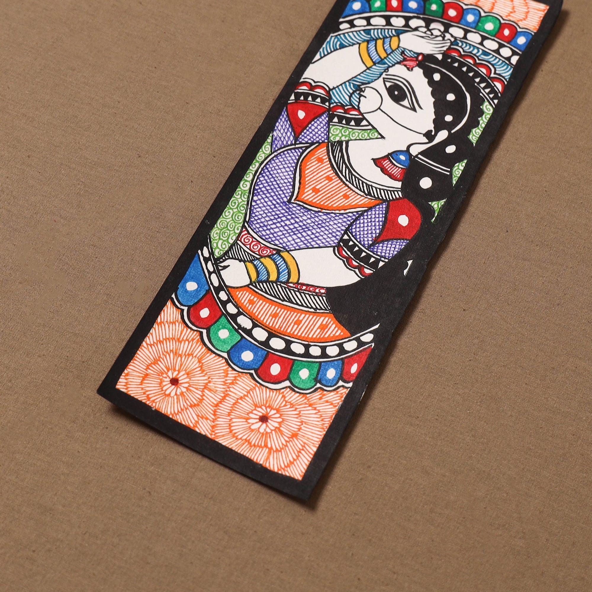 Handpainted madhubani painting by hira devi (11 x 3 in) 82