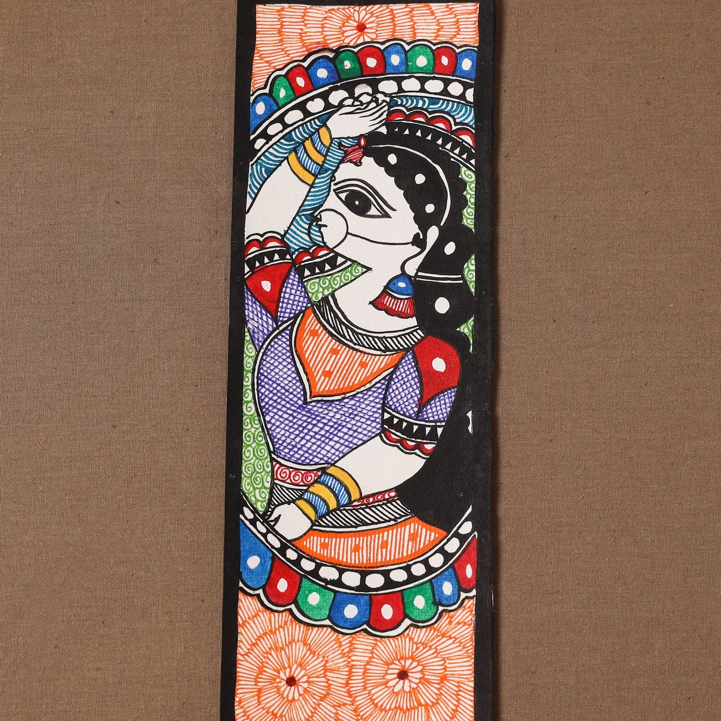 Handpainted madhubani painting by hira devi (11 x 3 in) 82