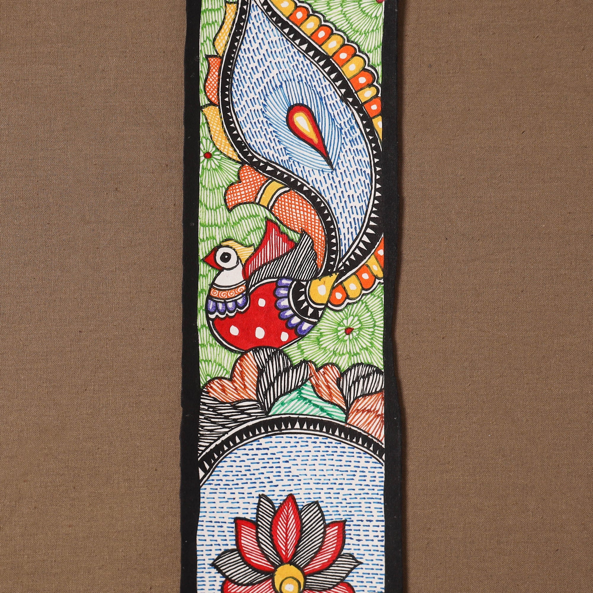 Handpainted madhubani painting by hira devi (11 x 3 in) 84